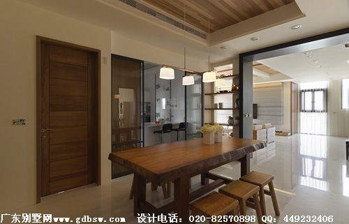 现代原木自然风-别墅空间设计效果图