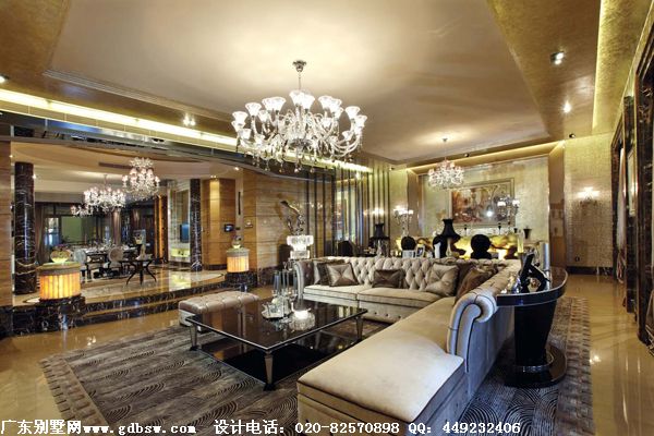 欧式别墅室内设计效果图-客厅