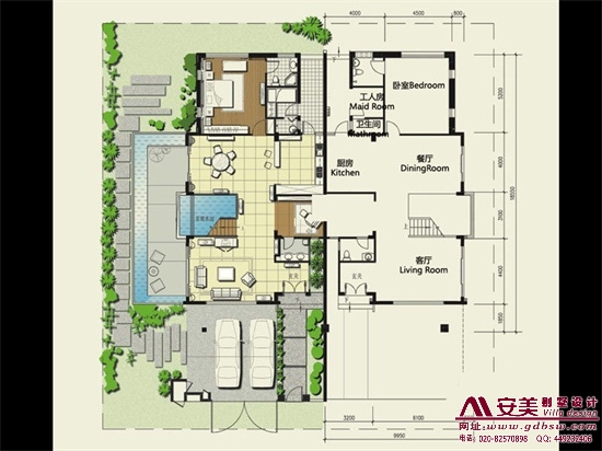 侨建御溪谷别墅建筑设计户型图-A1户型首层平面图