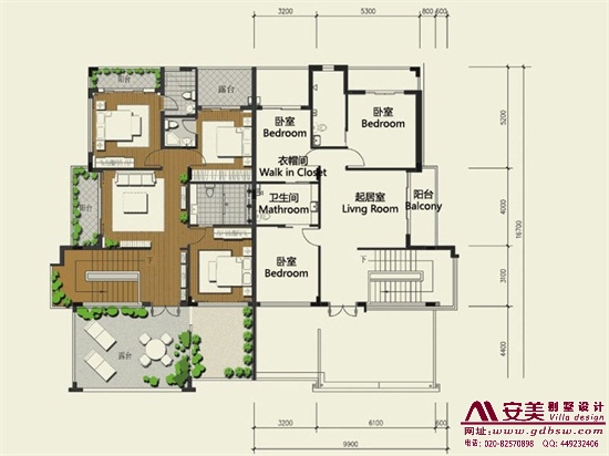 侨建御溪谷别墅建筑设计户型图-A1户型三层平面图