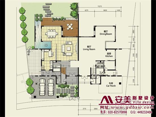侨建御溪谷别墅建筑设计户型图-A2户型首层平面图
