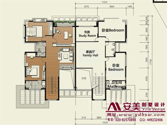侨建御溪谷别墅建筑设计户型图-A2户型二层平面图