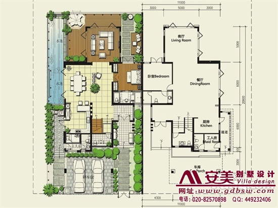 侨建御溪谷别墅建筑设计户型图-C2户型首层平面图