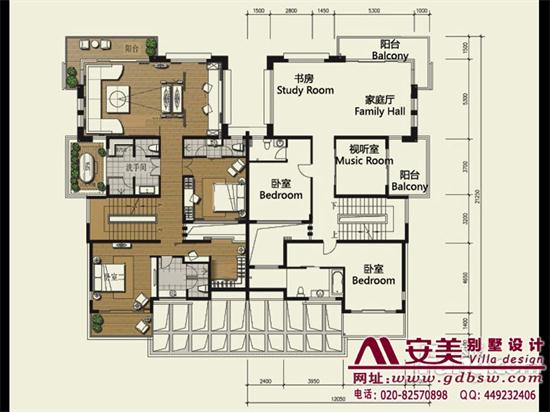 侨建御溪谷别墅建筑设计户型图-C1户型二层平面图