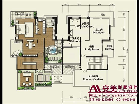 侨建御溪谷别墅建筑设计户型图-C1户型三层平面图